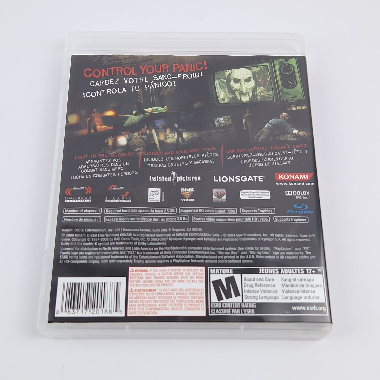 Sony Playstation 3 Spiel : SAW - OVP Anleitung USA USK 18 | PS3 Game Konami