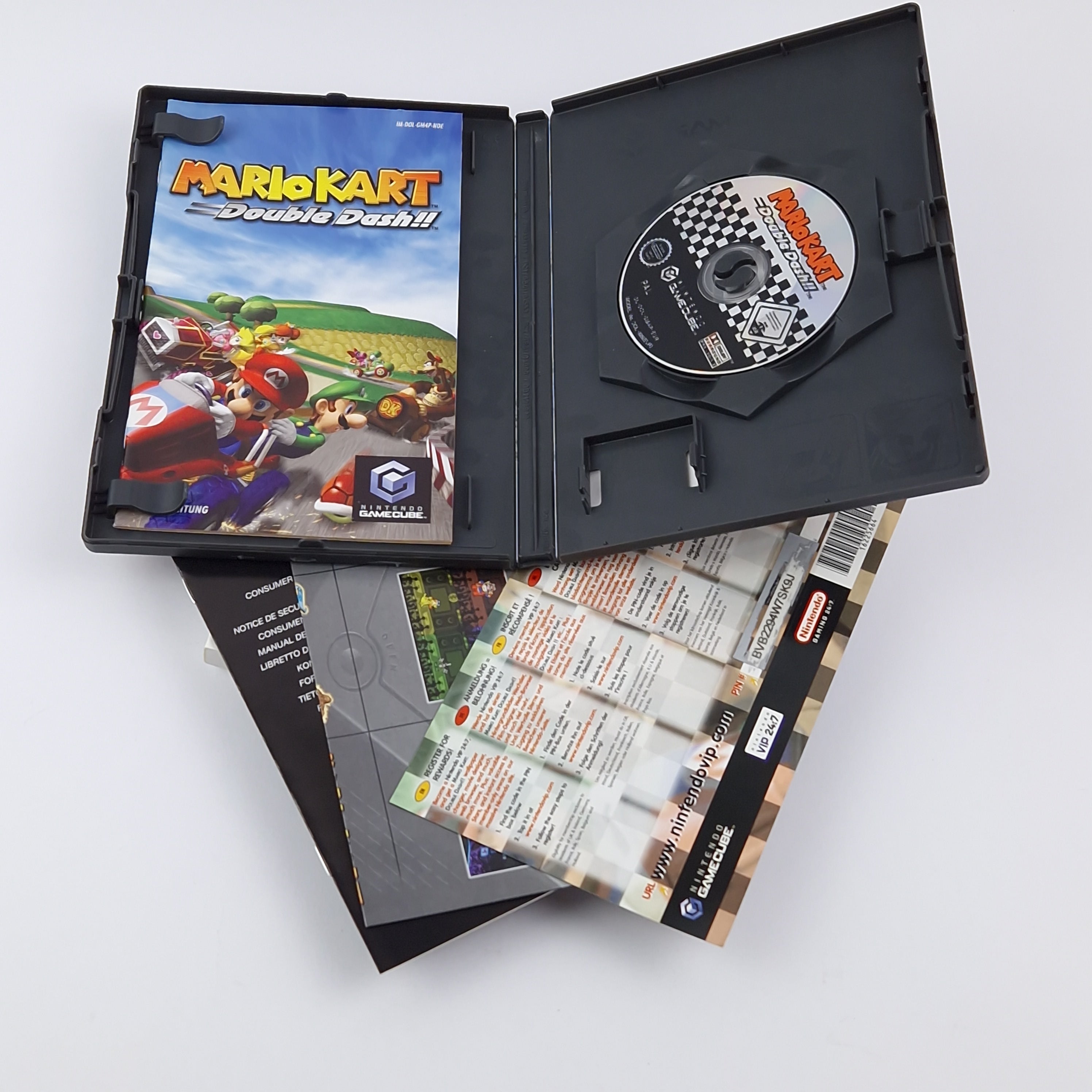 Nintendo Gamecube Konsole : Silber Silver mit Zubehör u. Mario Kart Double Dash!
