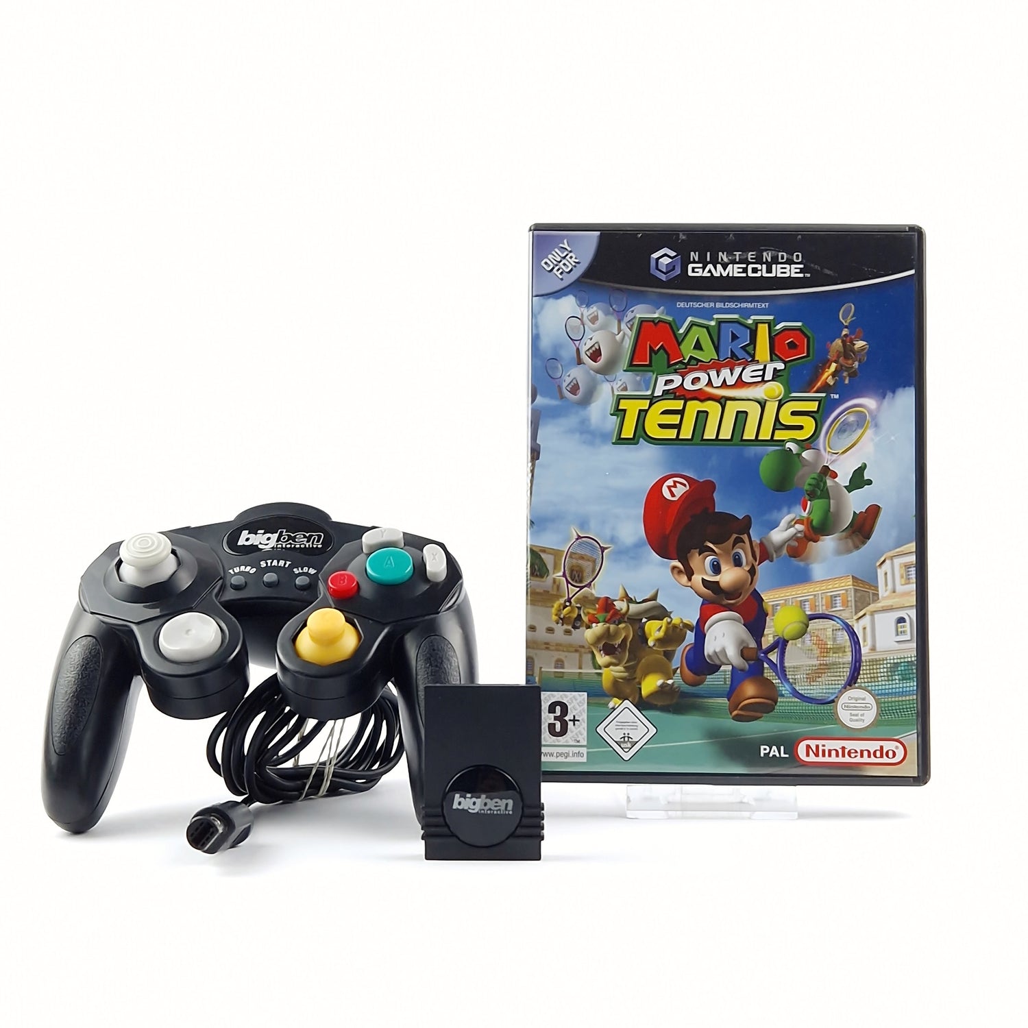 Nintendo Gamecube game: Mario Power Tennis + Big Ben controller and memory card