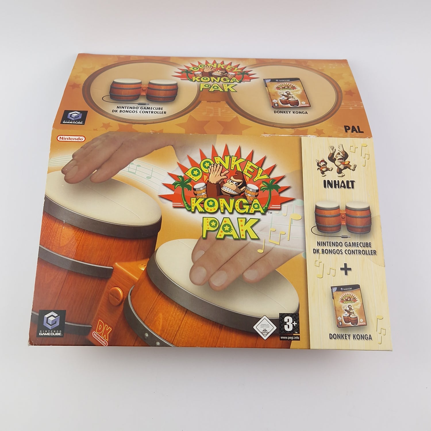 Nintendo Gamecube Spiel : Donkey Konga Pak mit Trommel - OVP Anleitung PAL