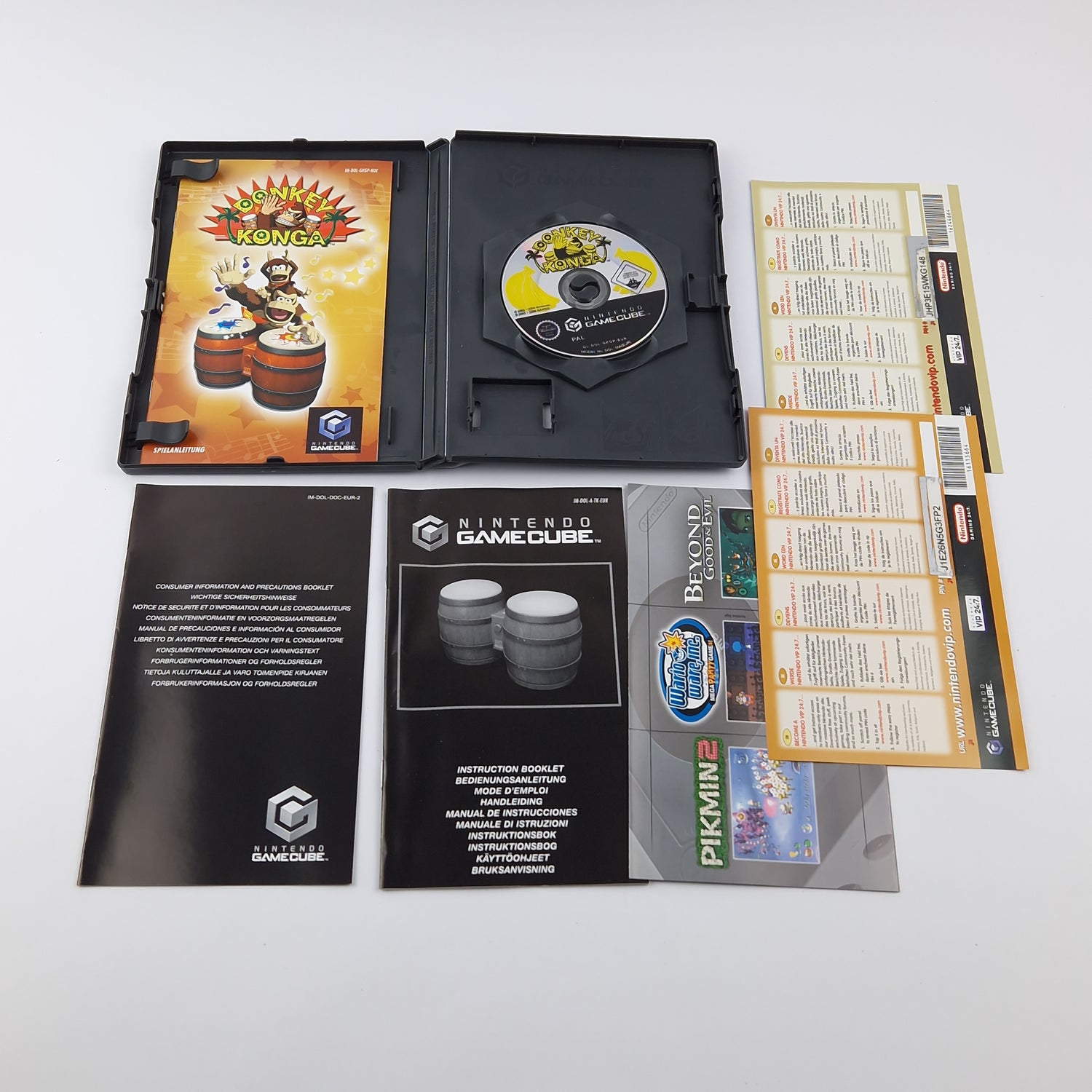 Nintendo Gamecube Spiel : Donkey Konga Pak mit Trommel - OVP Anleitung PAL