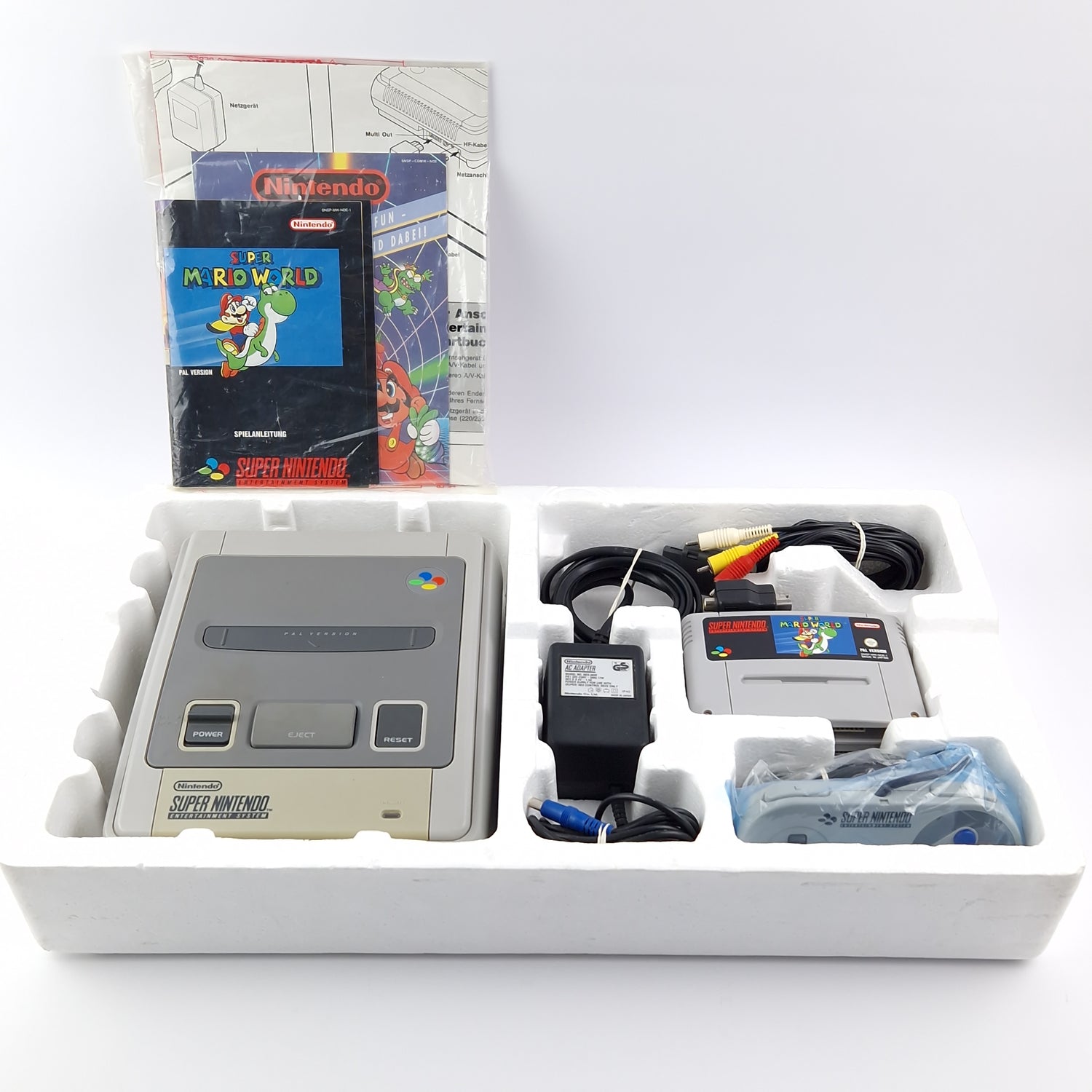 Super Nintendo Console: Power 3 Set Pak - OVP Instructions PAL Console SNES