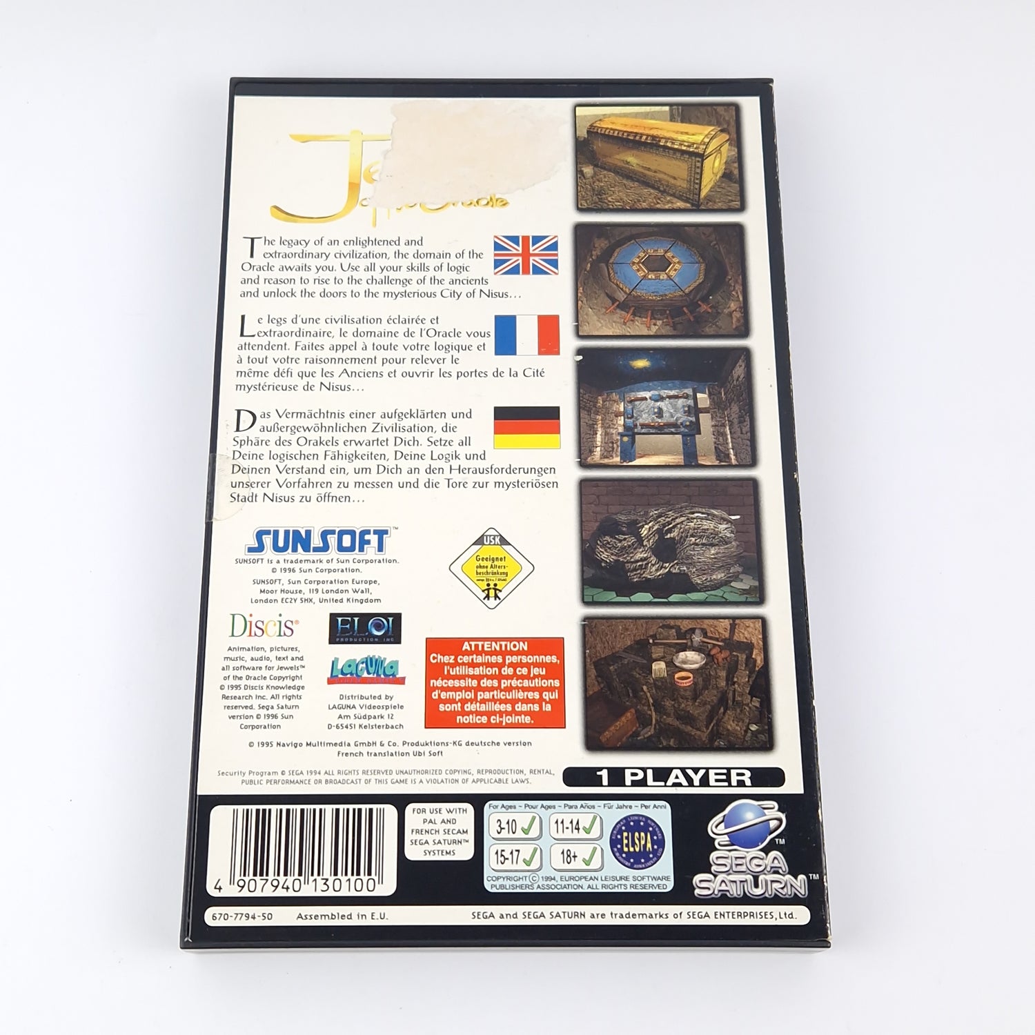 Sega Saturn Spiel : Jewels of the Oracle - OVP Anleitung PAL | CD Disk