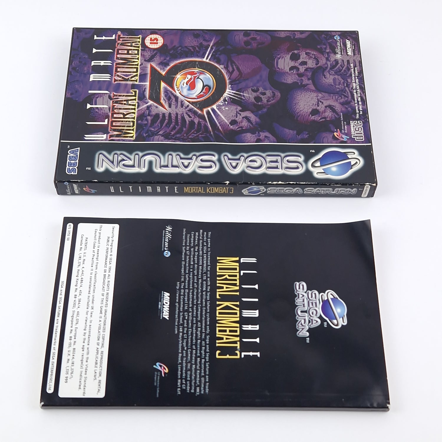 Sega Saturn Game: Ultimate Mortal Kombat - OVP Instructions PAL | CD disk USK18
