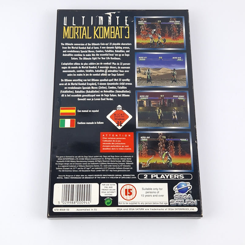 Sega Saturn Spiel : Ultimate Mortal Kombat - OVP Anleitung PAL | CD Disk USK18