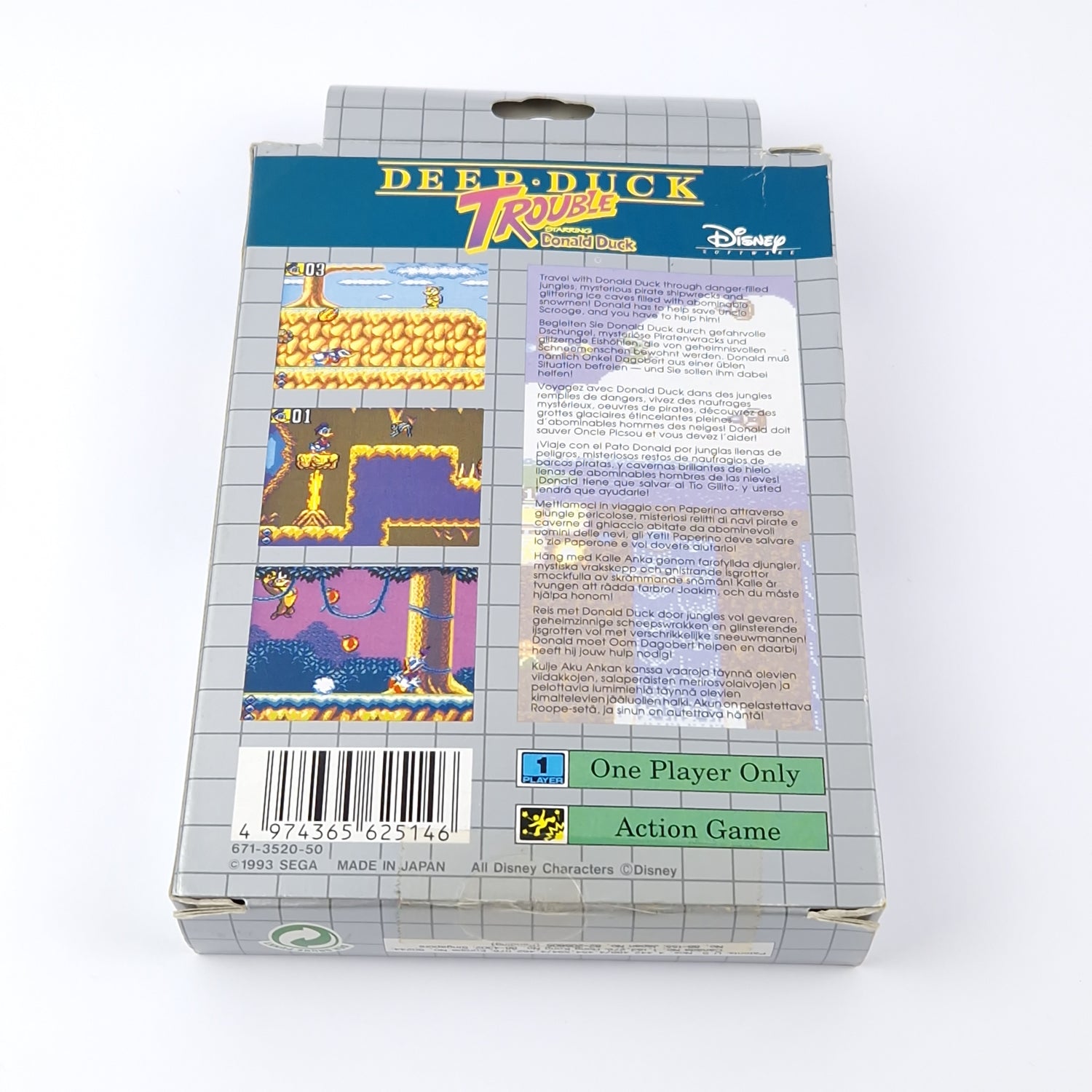 Sega Game Gear game: Deep Duck Trouble starring Donald Duck - original packaging instructions