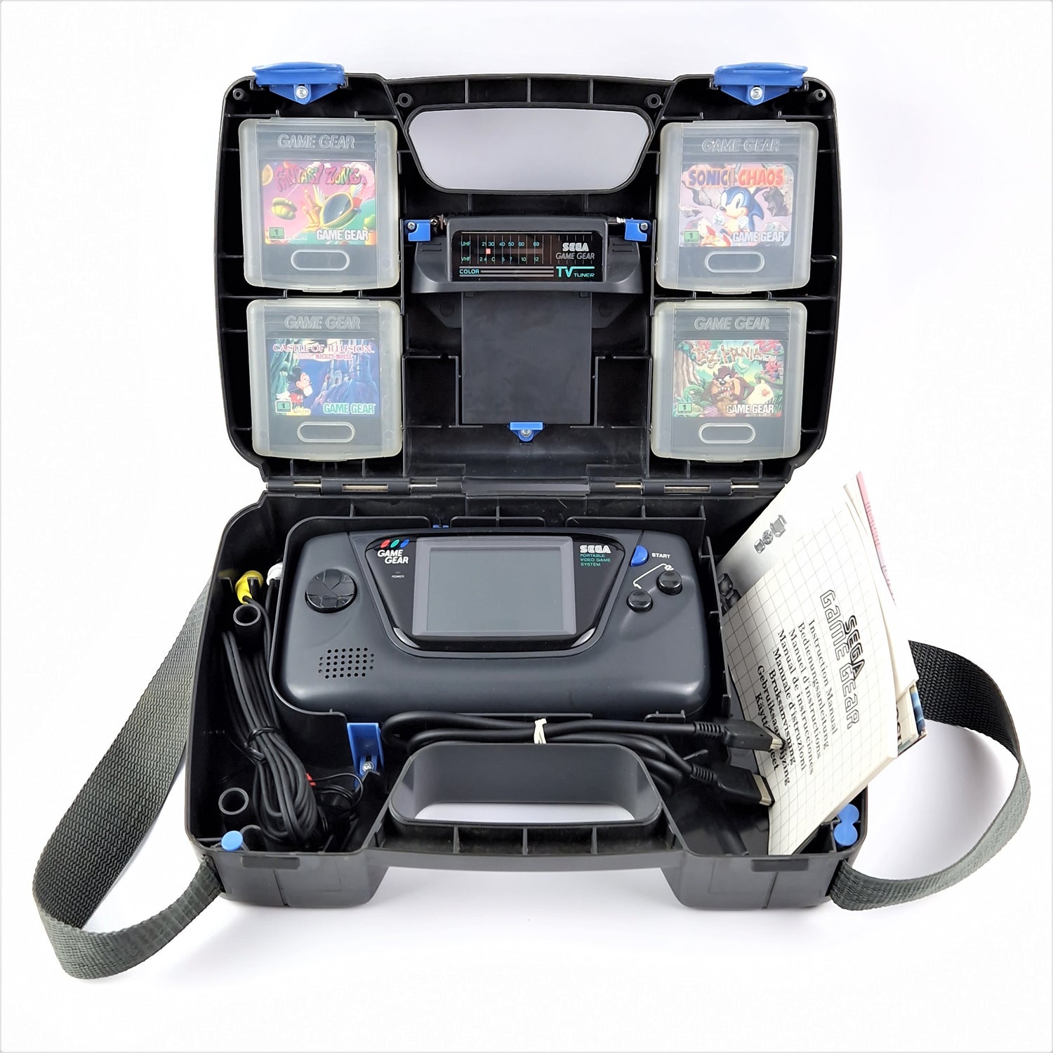 Sega Game Gear Konsole mit Carry All Case, Tv Tuner und 8 Spielen