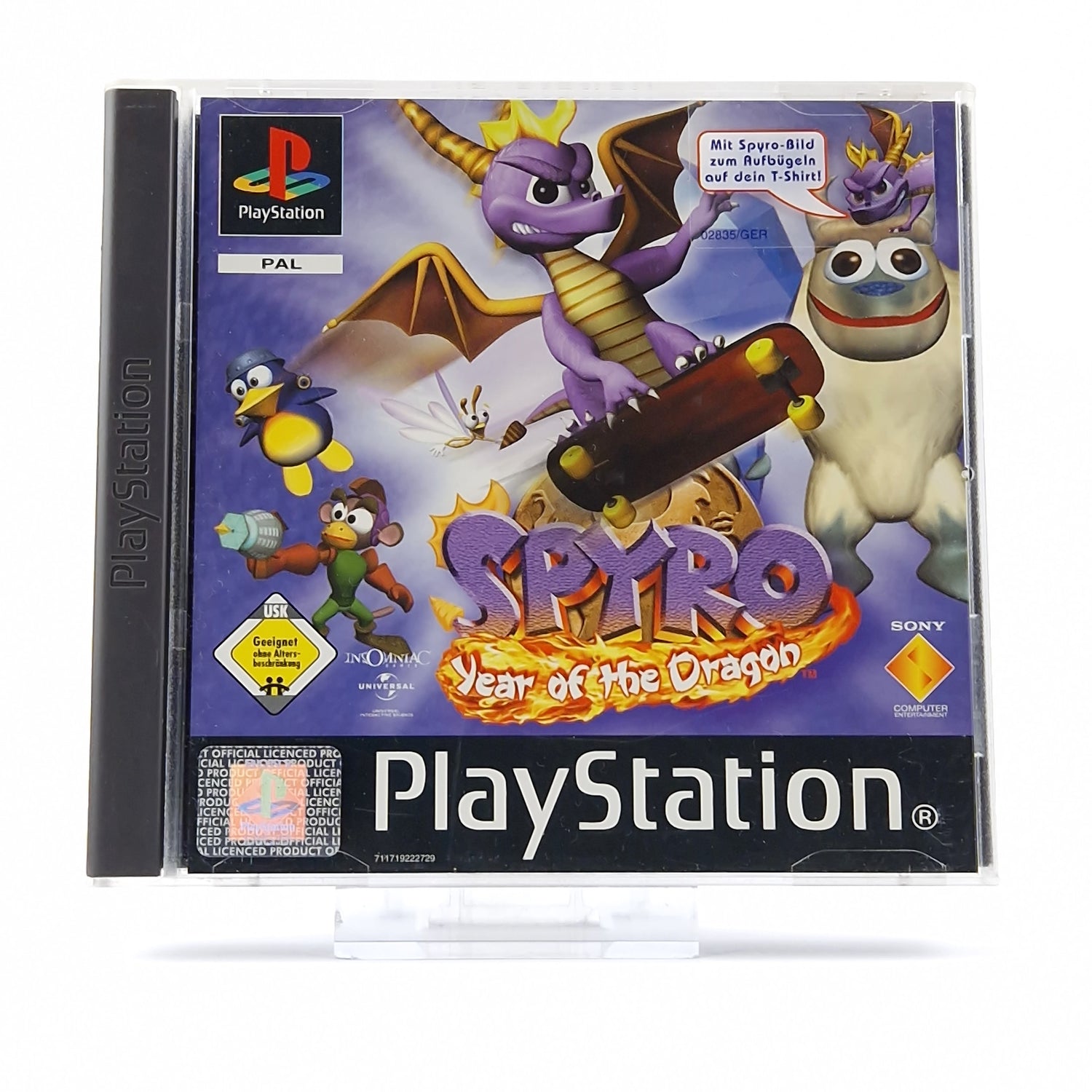 Sony Playstation 1 Spiel : Spyro Year of The Dragon mit Spyro Bild T Shirt OVP