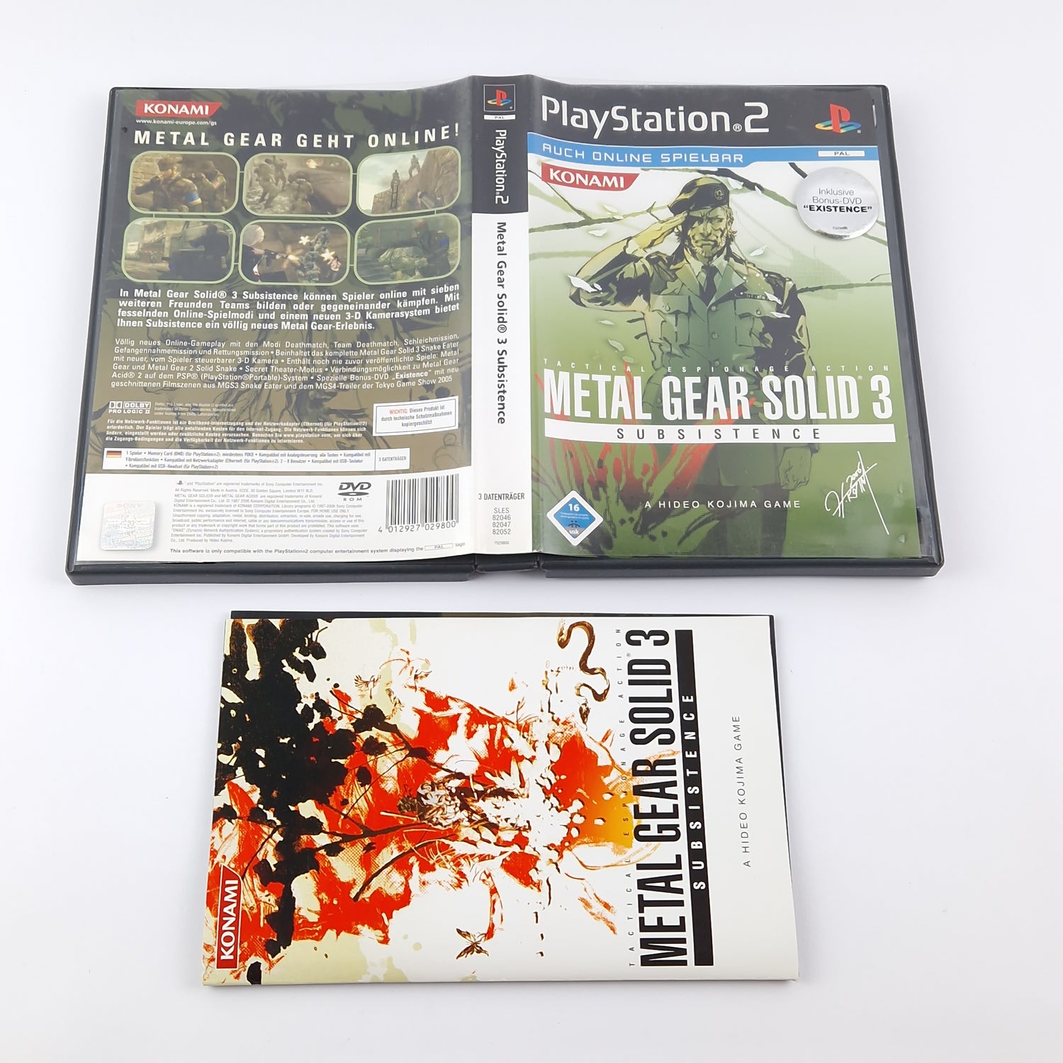 Sony Playstation 2 Spiel : Metal Gear Solid 3 Subsistence - OVP Anleitung CD PS2
