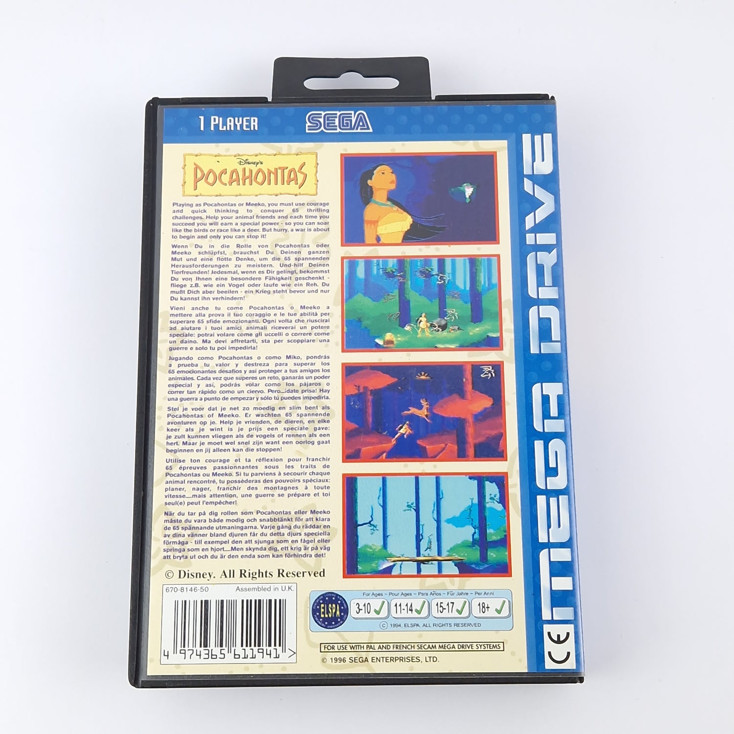Sega Mega Drive Spiel : Disneys Pocahontas - OVP Anleitung Modul | PAL MD Game