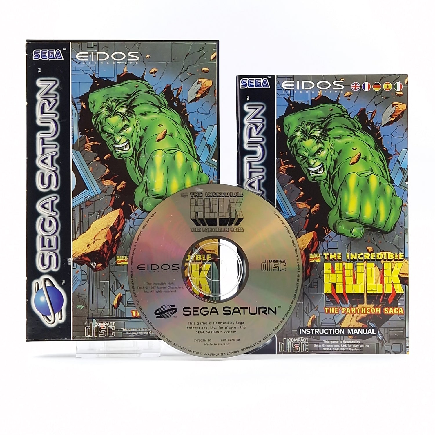 Sega Saturn Spiel : The Incredible Hulk The Pantheon Saga - OVP Anleitung CD PAL