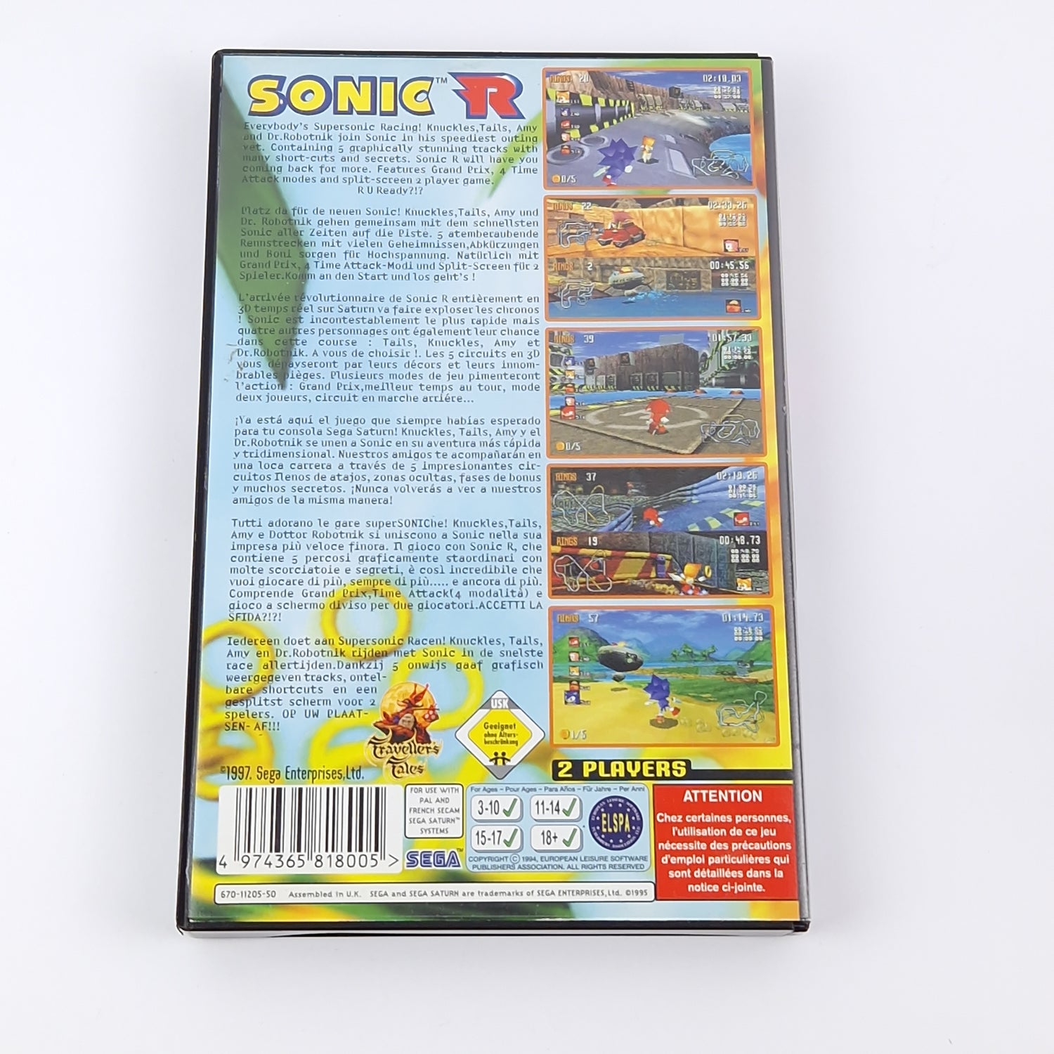 Sega Saturn Spiel : Sonic R - OVP Anleitung CD | Sonic The Hedgehog PAL Game