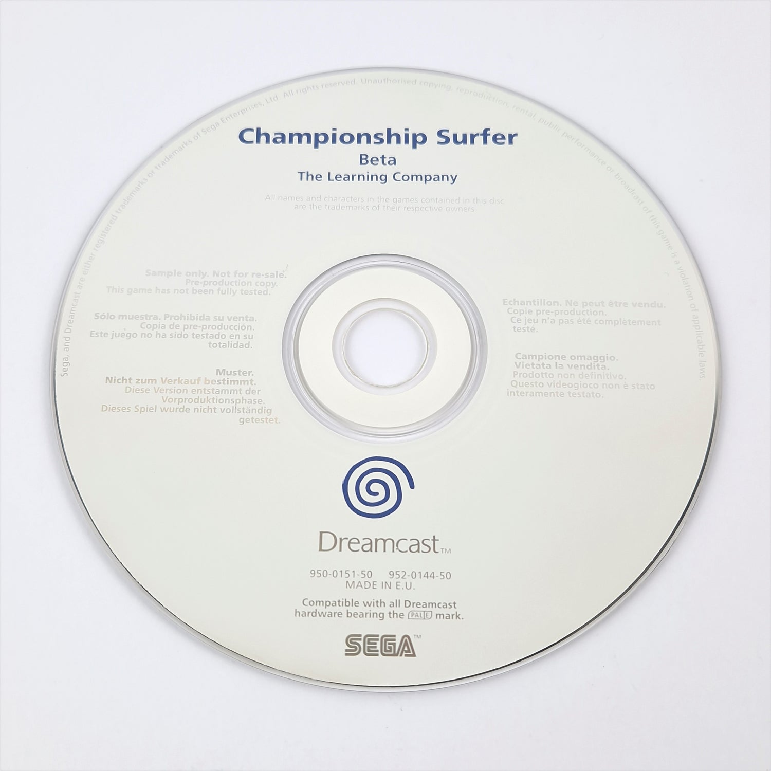 Sega Dreamcast PROMO Spiel : Championship Surfer - Not for Resale Sample  PAL DC
