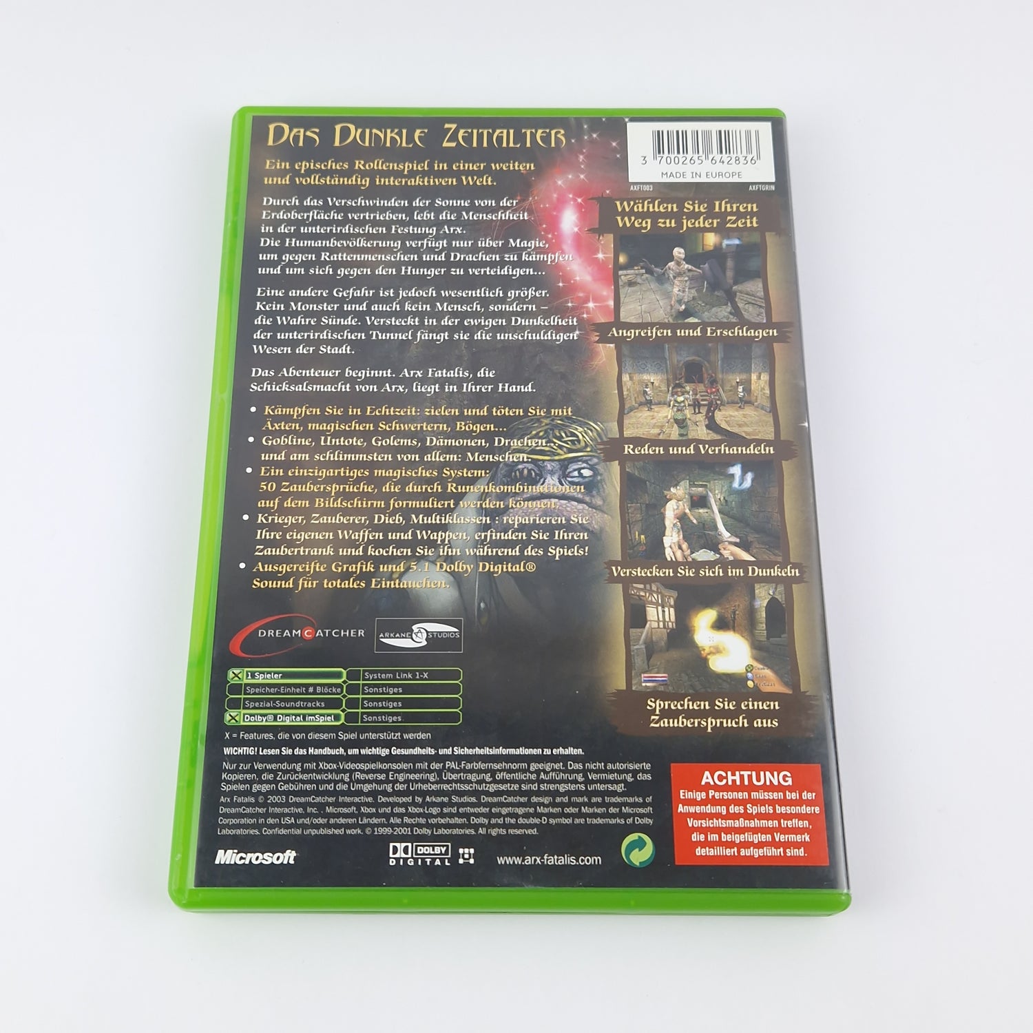 Microsoft Xbox Classic Game: Arx Fatalis - OVP Instructions CD | German PAL game
