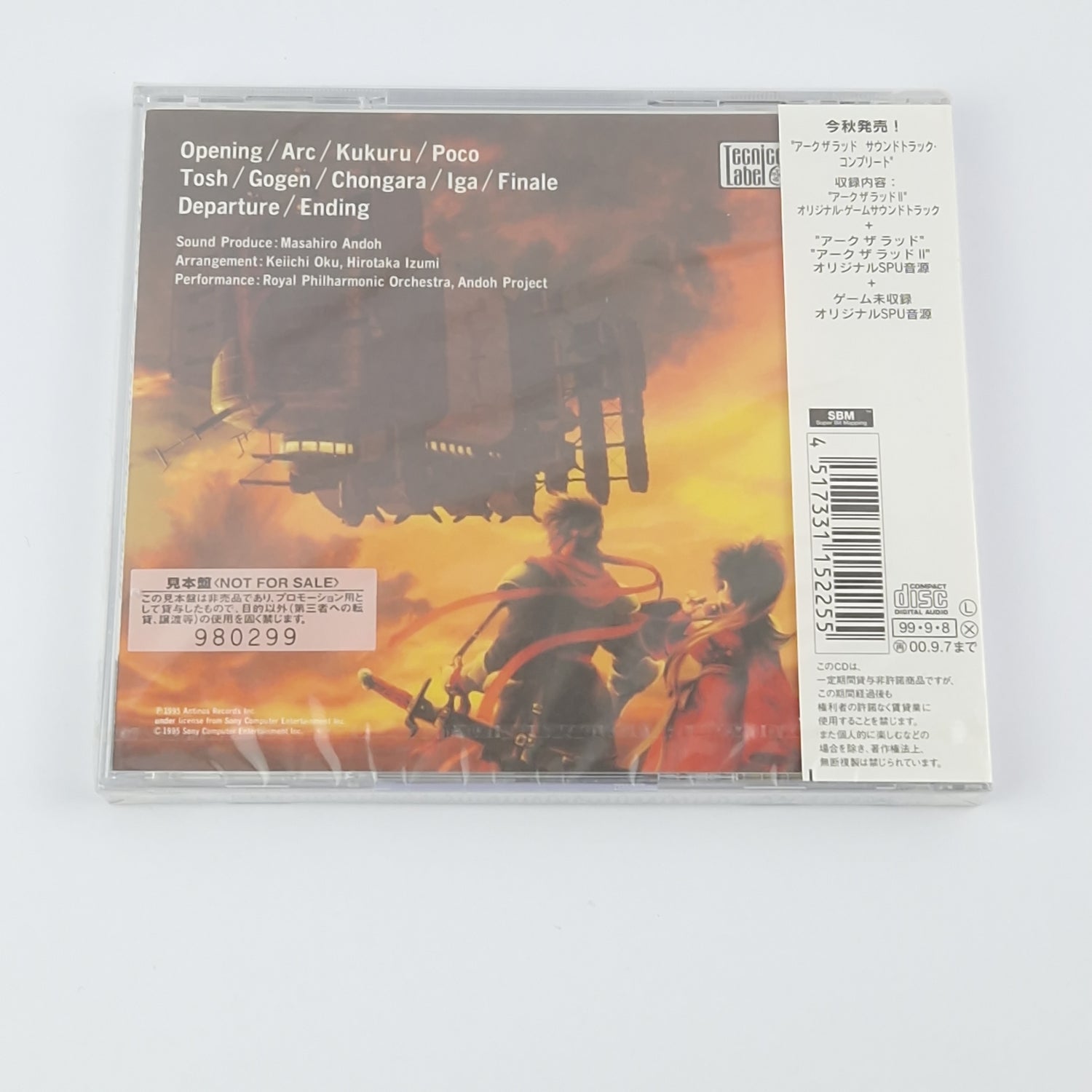 Original Video Game Soundtrack : Arc The Lad - Music CD - PS1 NEU
