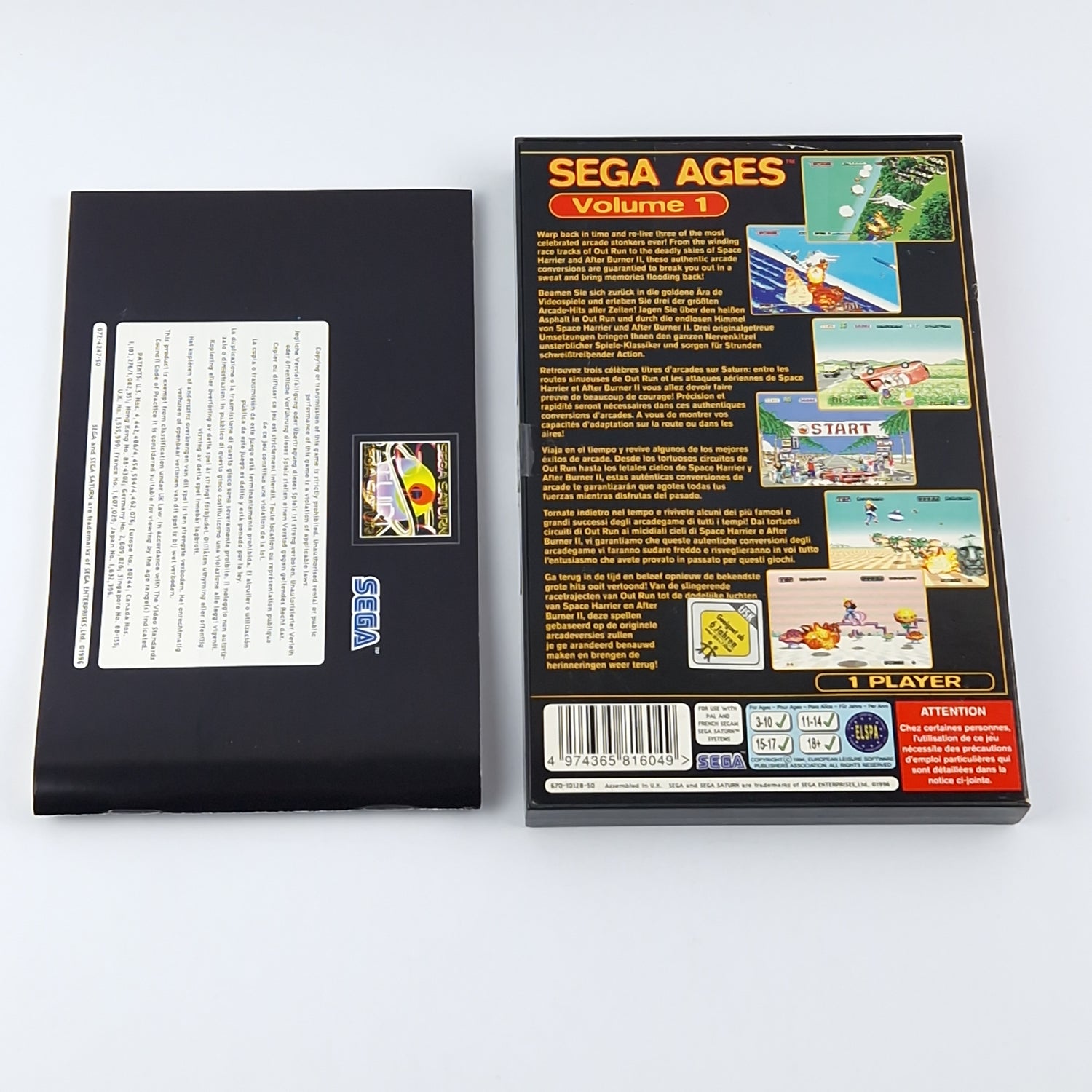 Sega Saturn Game: Sega Ages Volume 1 - OVP Instructions CD PAL Disc Game