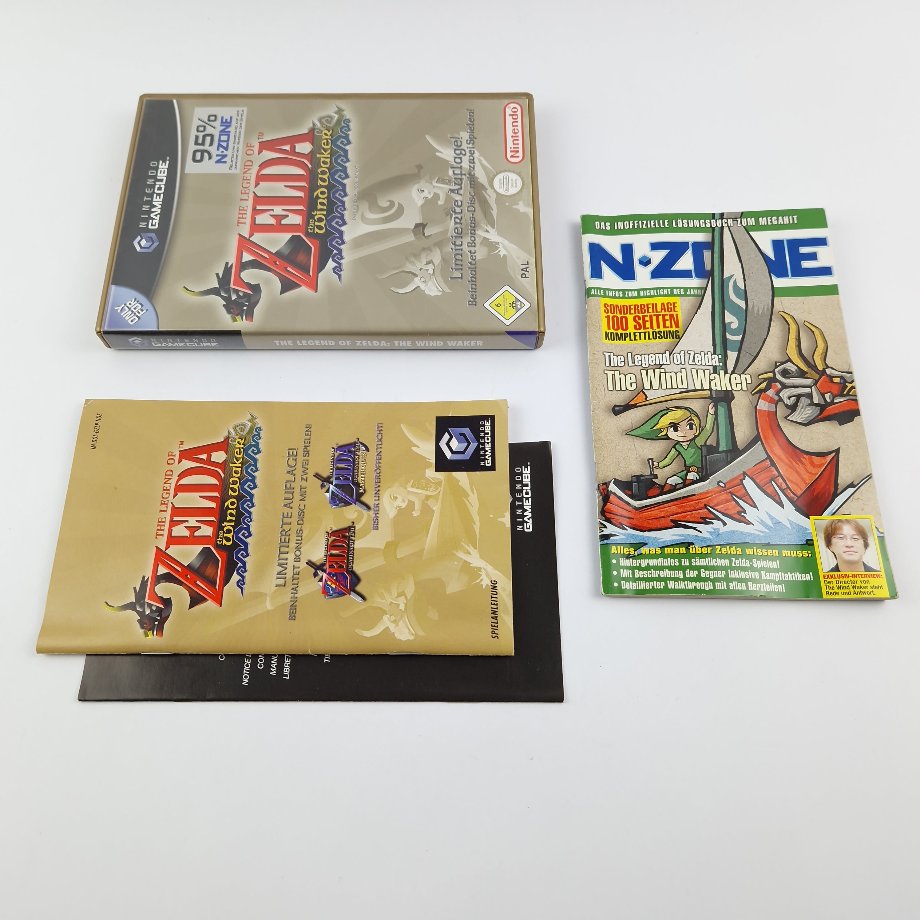 Nintendo Gamecube Spiel : Zelda The Windwaker + N-Zone Lösungsbuch - OVP PAL