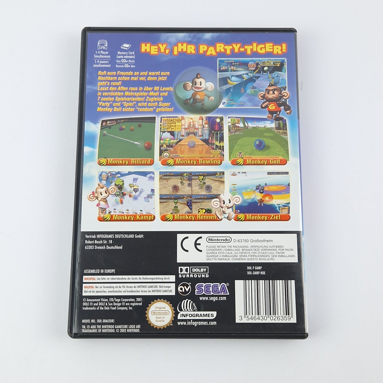 Nintendo Gamecube game: Super Monkey Ball - original packaging without instructions CD PAL