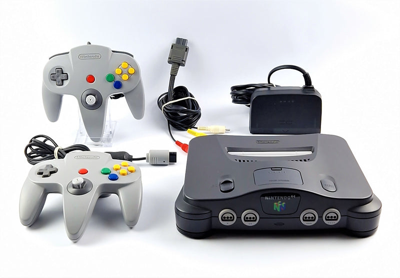 Nintendo 64 Konsole mit 2 originalen Controllern und Anschlusskabel - N64 PAL