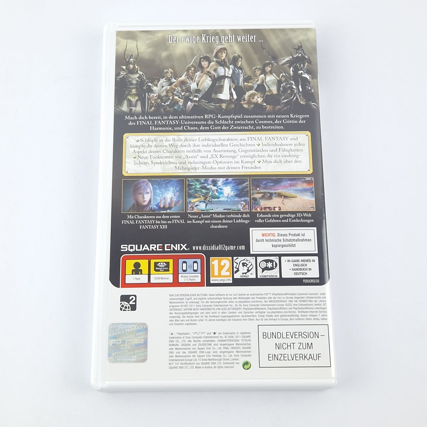Playstation Portable Spiel : Dissidia Final Fantasy 012 + Bradygames Guide - PSP