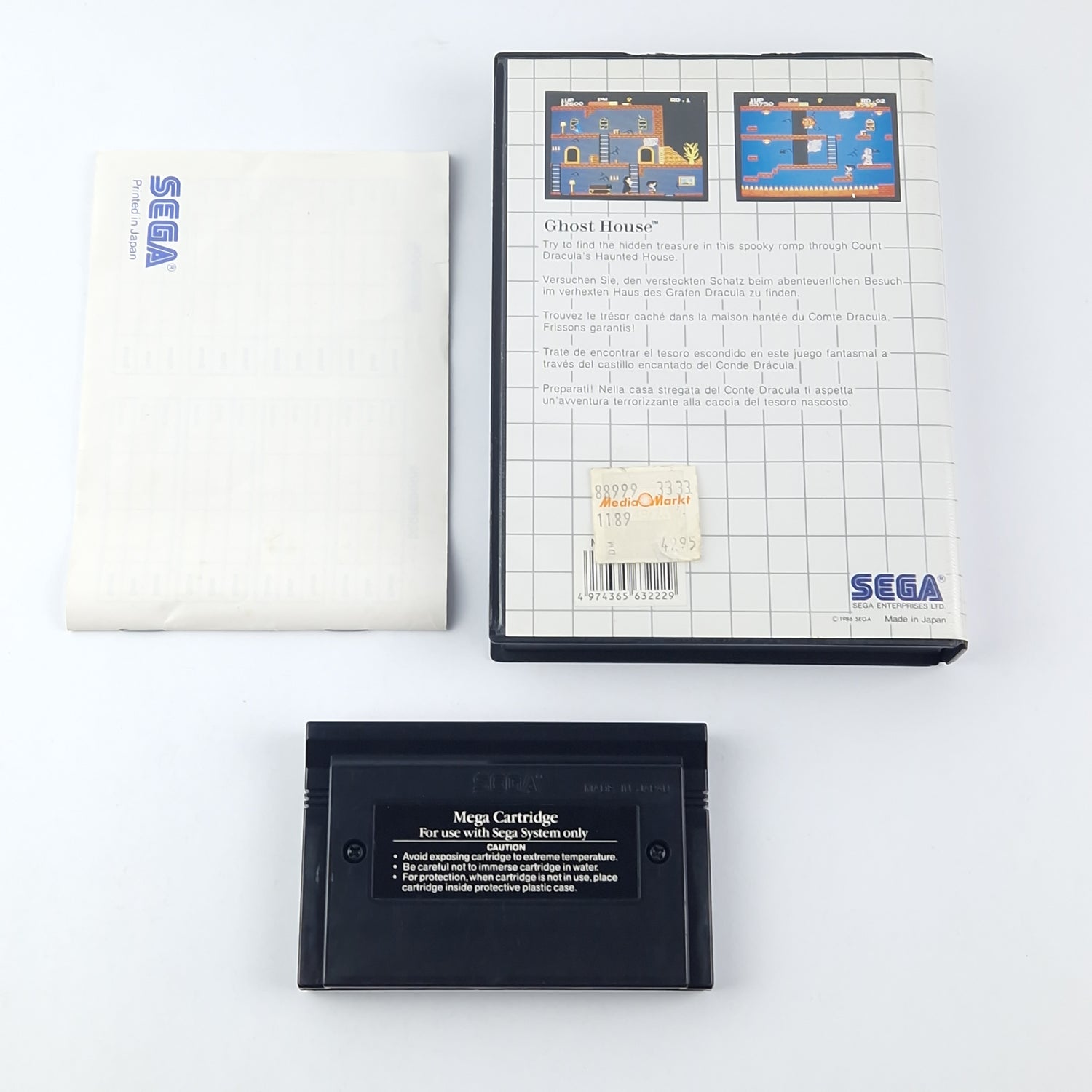 Sega Master System Spiel : Ghost House - OVP Anleitung Cartridge