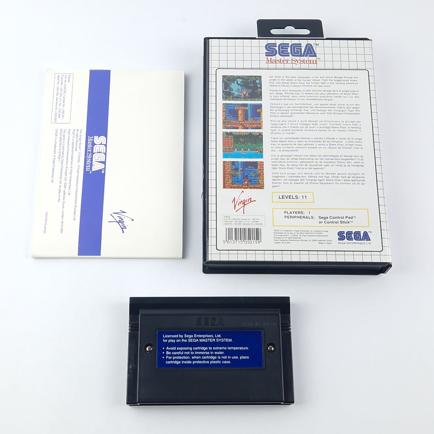 Sega Master System Spiel : Das Dschungelbuch - OVP Anleitung Cartridge  sehr gut