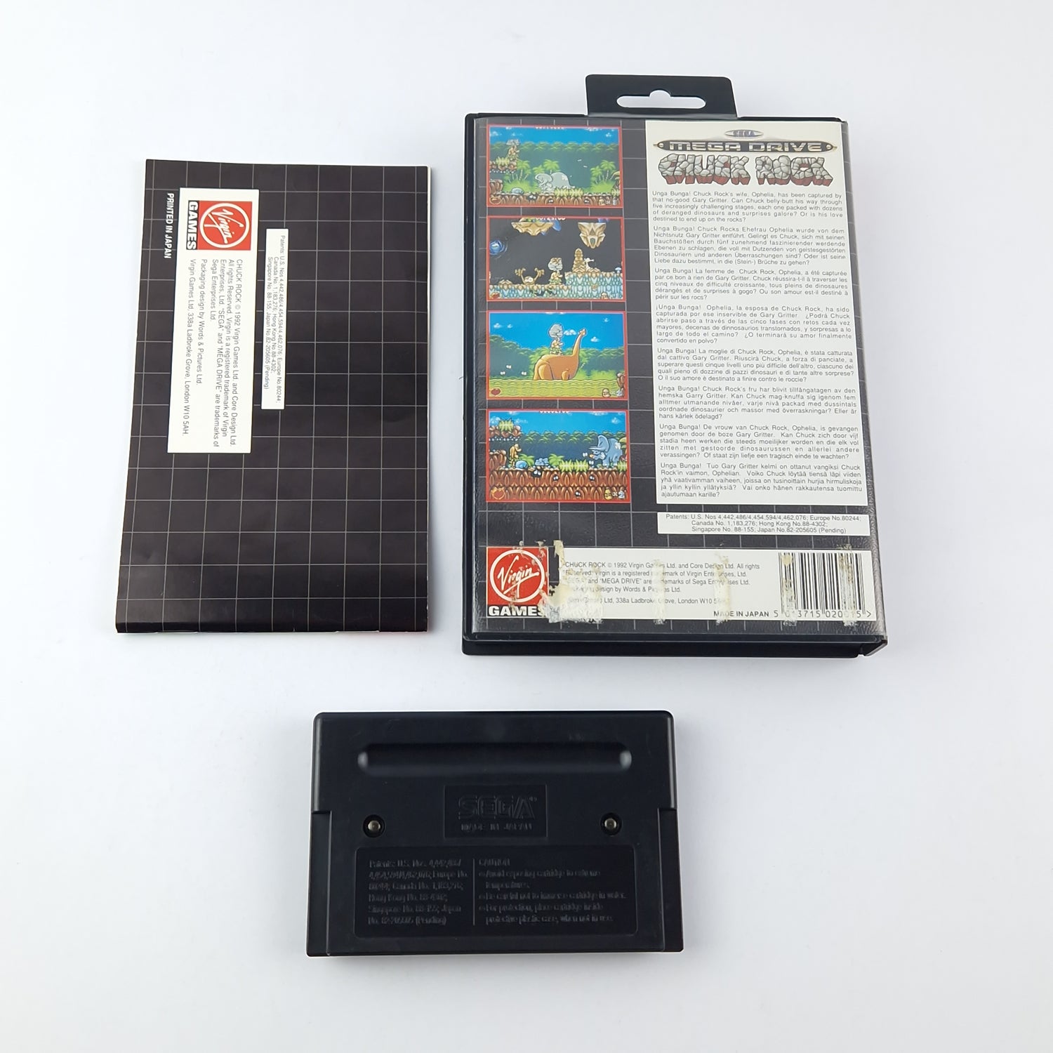 Sega Mega Drive Spiel : Chuck Rock - OVP Anleitung Modul | 16-Bit Cartridge PAL