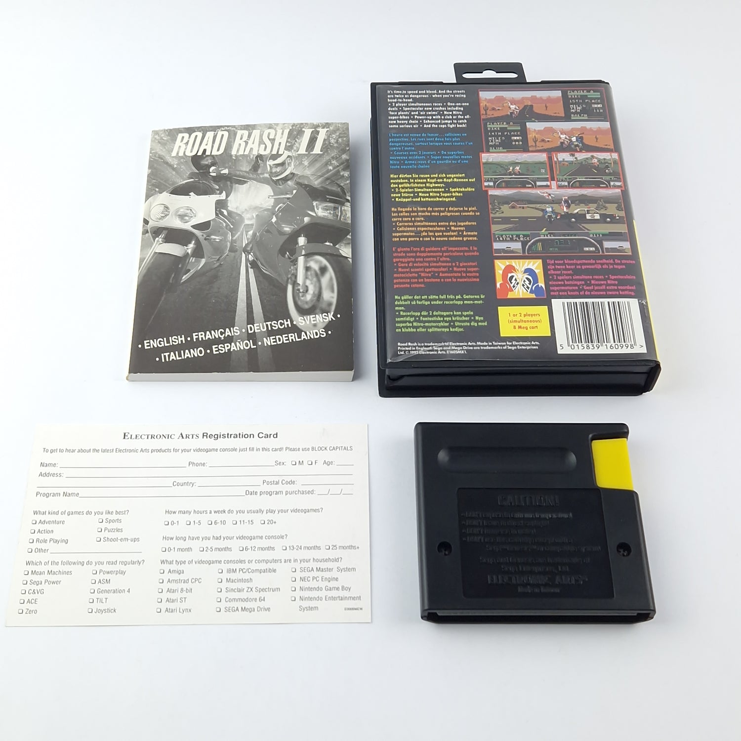 Sega Mega Drive Spiel : Road Rash II 2 - OVP Anleitung Modul | 16-Bit Pal Game