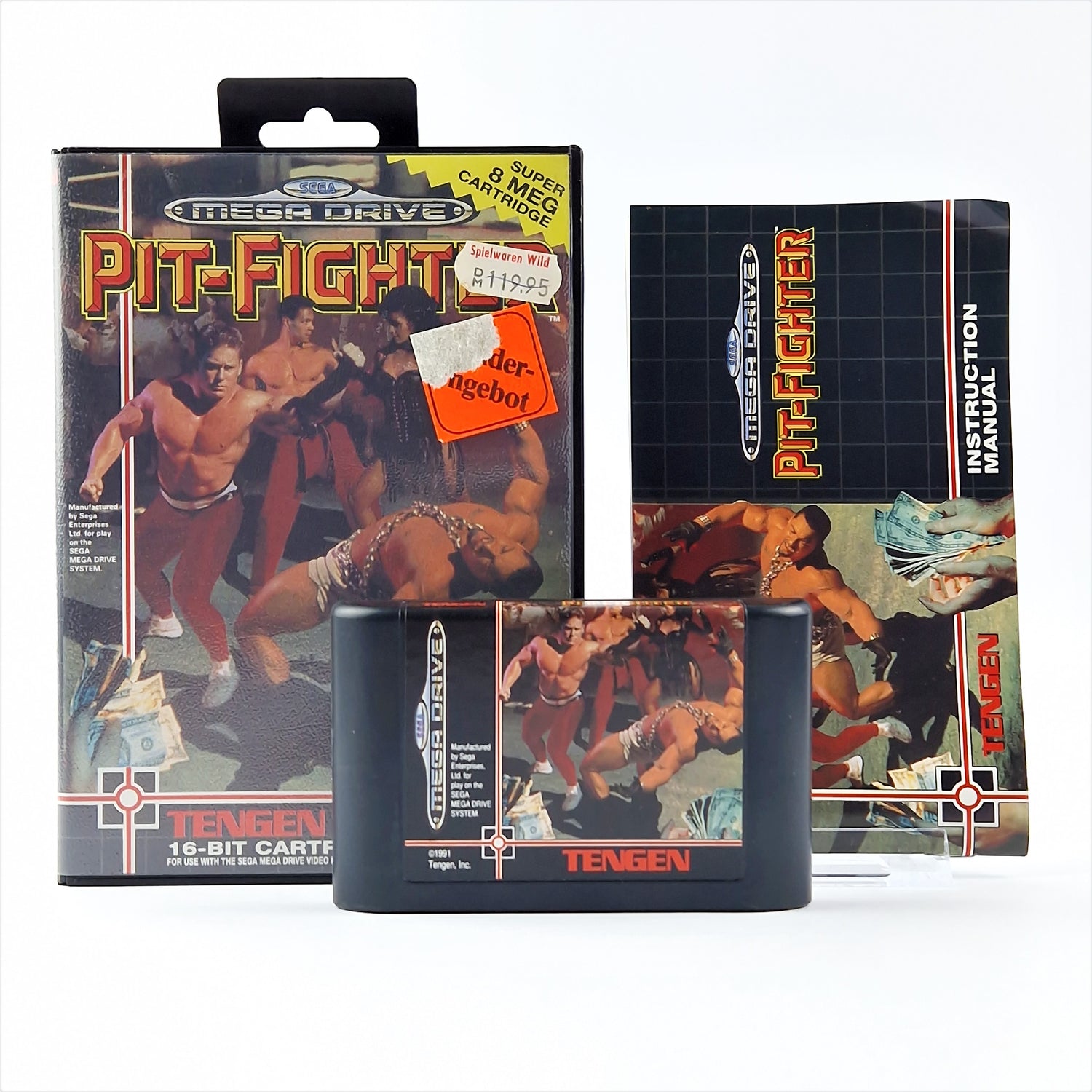 Sega Mega Drive Game: Pit Fighter - OVP Instructions Module | 16-bit cartridge