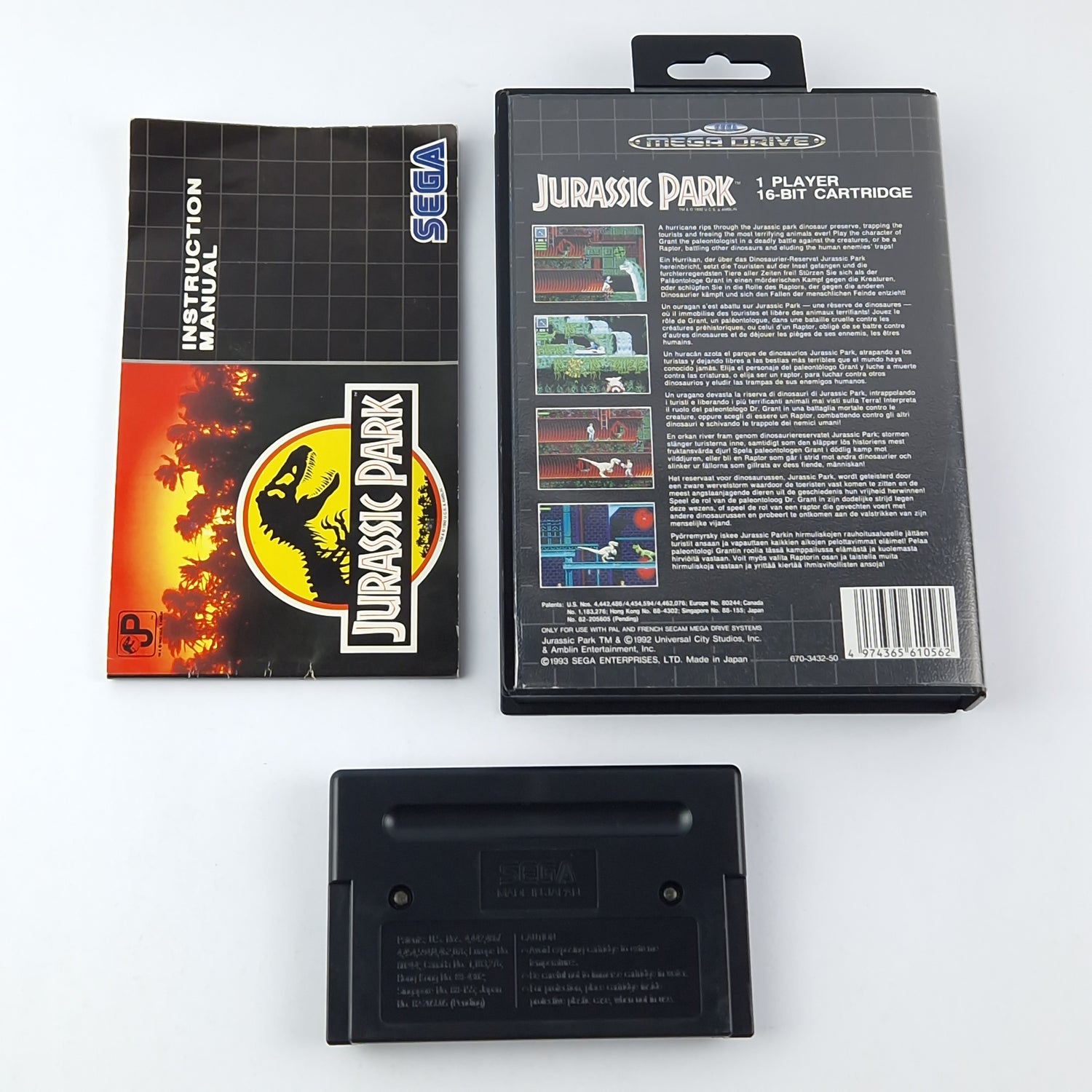 Sega Mega Drive Game: Jurassic Park - OVP Instructions Module | 16-bit cartridge