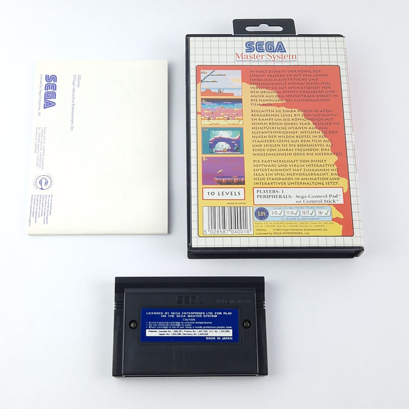 Sega Master System Game: The Lion King - OVP Instructions Module PAL