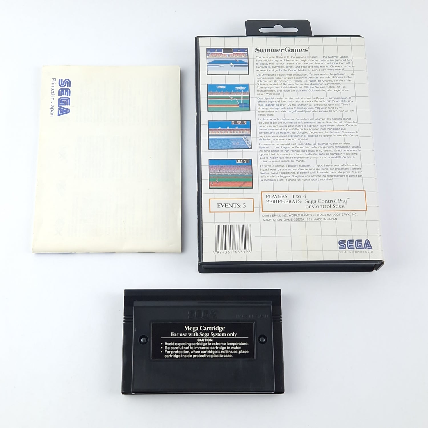 Sega Master System Game: Summer Games - OVP Instructions Module PAL Cartridge