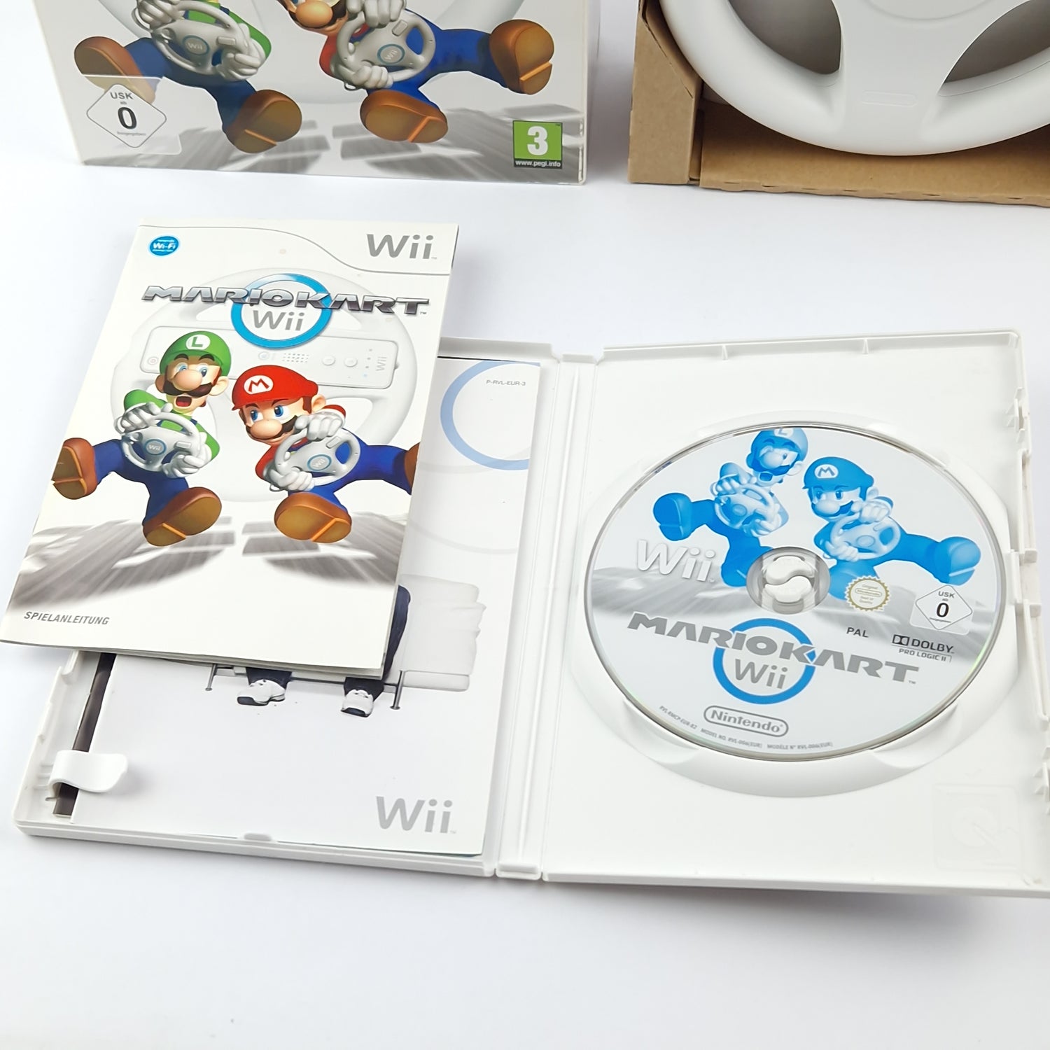 Nintendo Wii Spiel : Mario Kart mit Wii Wheel / Lenkrad - OVP PAL