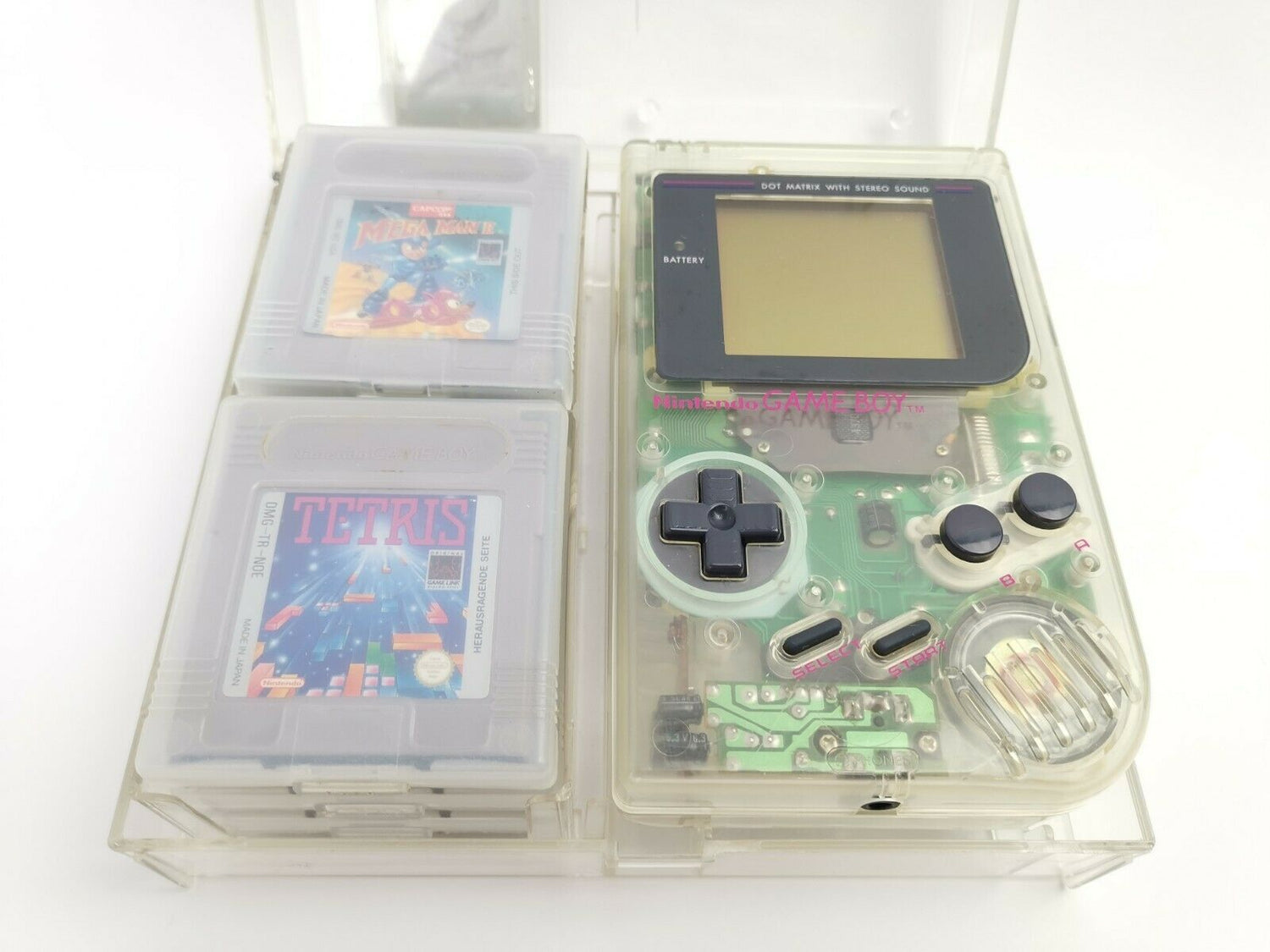 Nintendo Gameboy Classic Transparent Konsolen Bundle, 6 Spiele & Crytal Case [5]