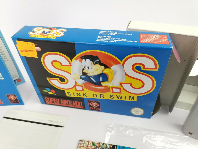 Super Nintendo Spiel " S.O.S Sink or Swim " Snes | Ovp | Pal | CIB | SOS