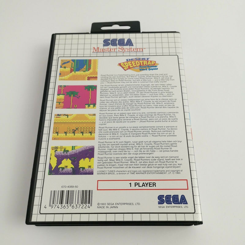 Sega Master System game "Desert Speedtrap starring Road Runner &amp; Coyote" orig