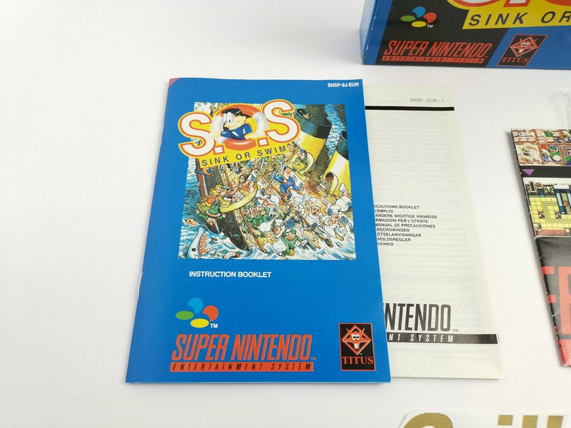 Super Nintendo Spiel " S.O.S Sink or Swim " Snes | Ovp | Pal | CIB | SOS