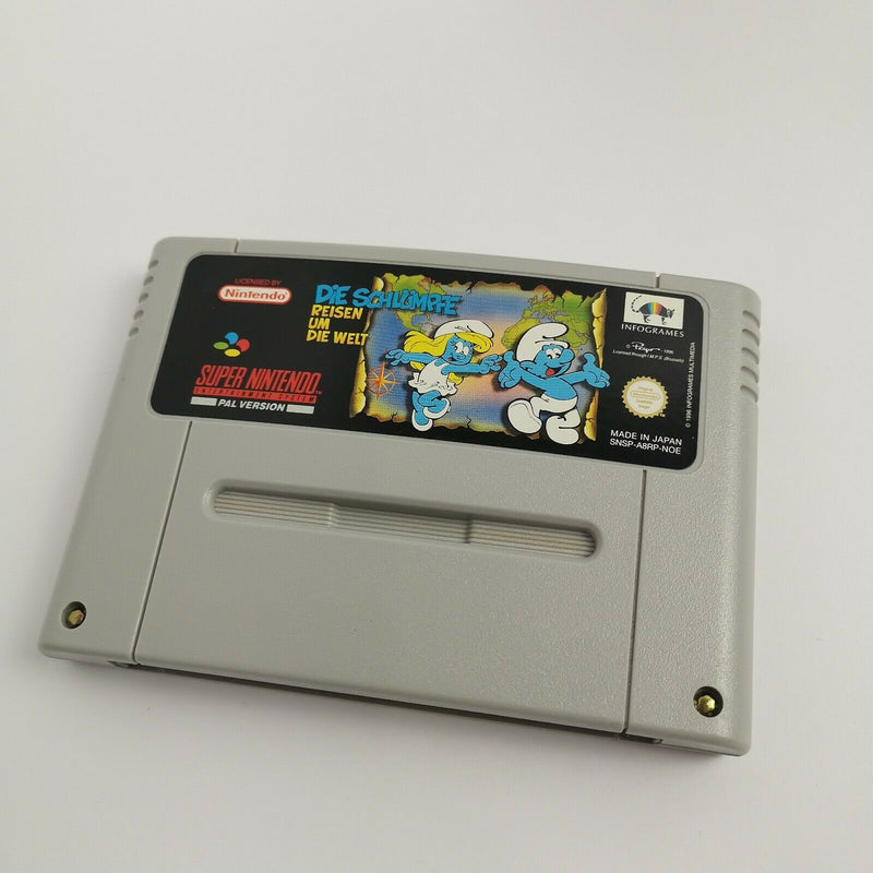 Super Nintendo game "The Smurfs Travel the World" SNES | Original packaging | PAL NOE