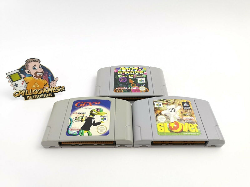 Nintendo 64 Spiele " Gex + Glover + Bust A move 2 " N64 | Pal | Modul