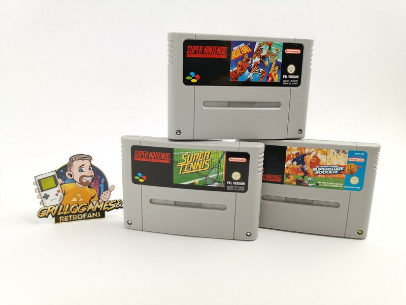 Super Nintendo Spiele " 3 Sport Spiele Bundle " Soccer, Tennis, Basketball