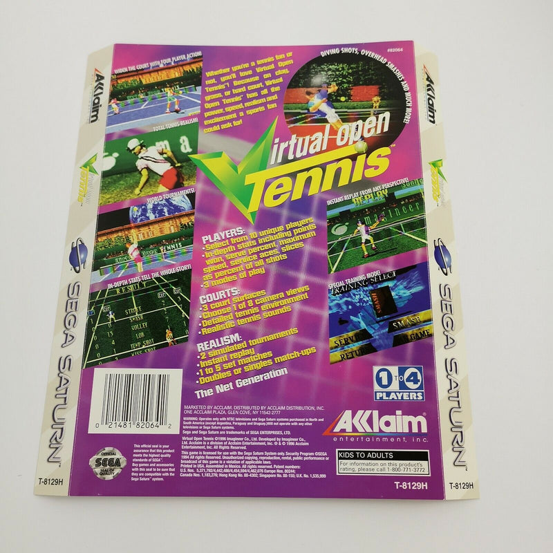 Sega Saturn Spiel " Virtual Open Tennis " SegaSaturn | NTSC-U/C USA | Acclaim