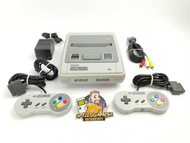 Super Nintendo multinorm console (NTSC &amp; PAL games), with 2 controls. and cables
