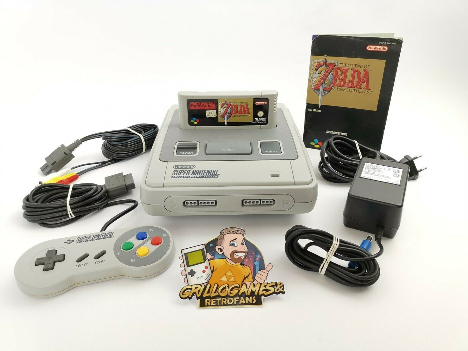 Super Nintendo Konsolen Set mit The Legend of Zelda, 1 Control. und Kabeln |SNES