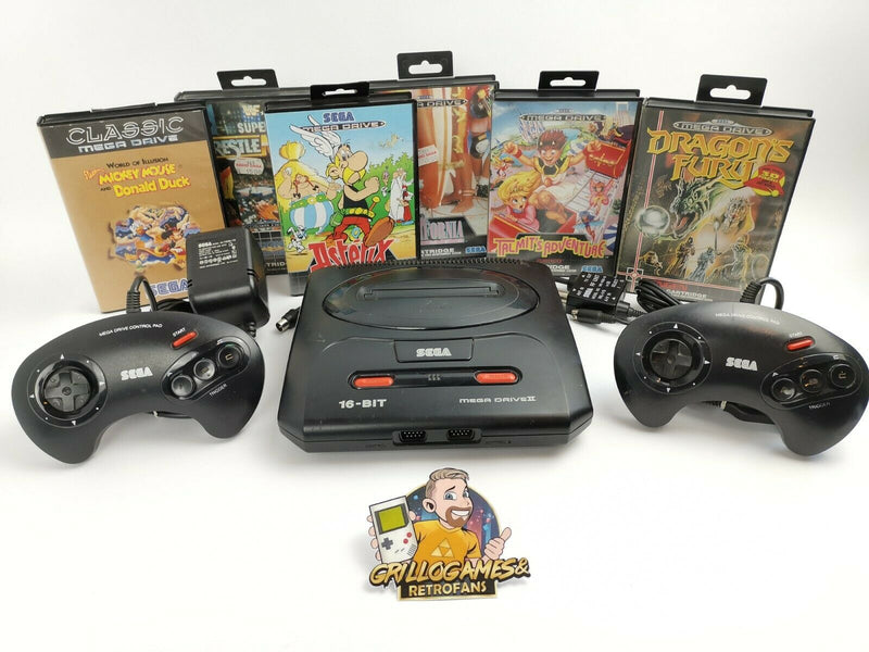 Sega Mega Drive II 2 Konsolen Bundle mit 2 Controllern, Kabeln und 6 Spielen |MD