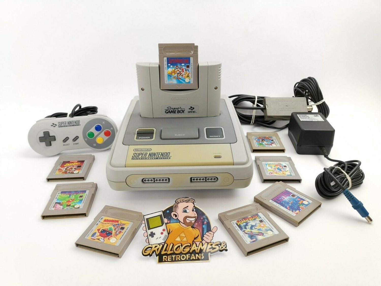 Super Nintendo console set, controller, many Gameboy games and cables | SNES