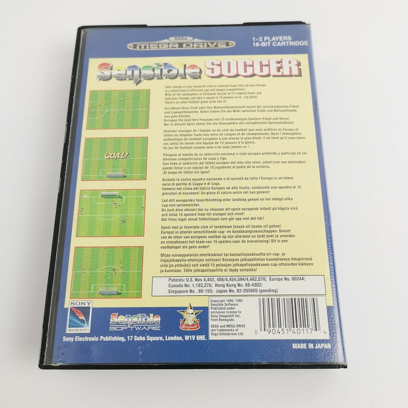 Sega Mega Drive game "Sensible Soccer" MD MegaDrive | Original packaging | PAL football