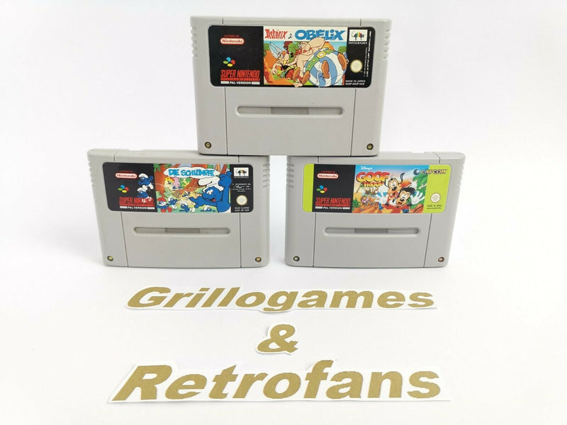 Super Nintendo " Asterix & Obelix + Die Schlümpfe + Goof Troop " | Snes | Modul