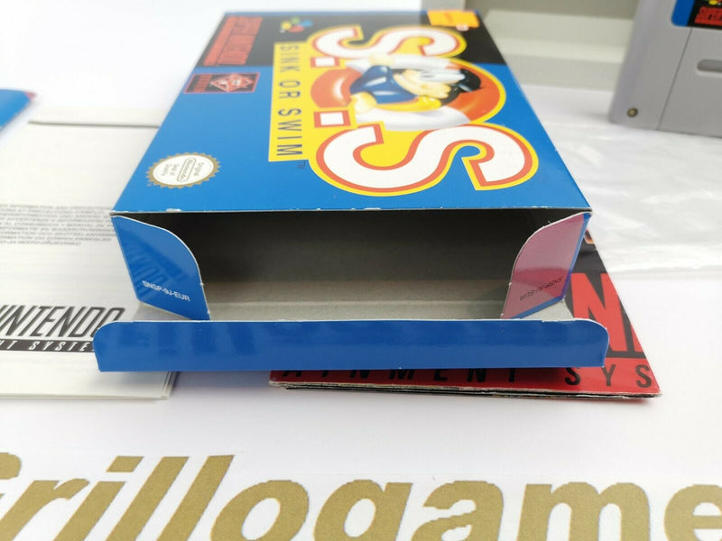 Super Nintendo Spiel " S.O.S Sink or Swim " Snes | Ovp | Pal | CIB | SOS