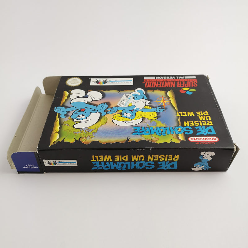 Super Nintendo game "The Smurfs Travel the World" SNES | Original packaging | PAL NOE-1