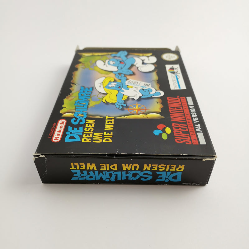 Super Nintendo game "The Smurfs Travel the World" SNES | Original packaging | PAL NOE-1